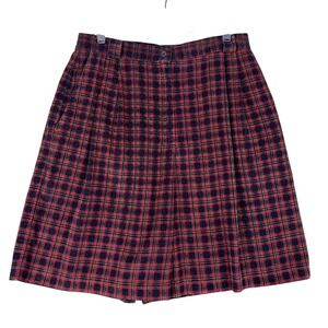 COUNTERPARTS Vintage Plaid Pleated Shorts Women Size 12 Red Black Casual